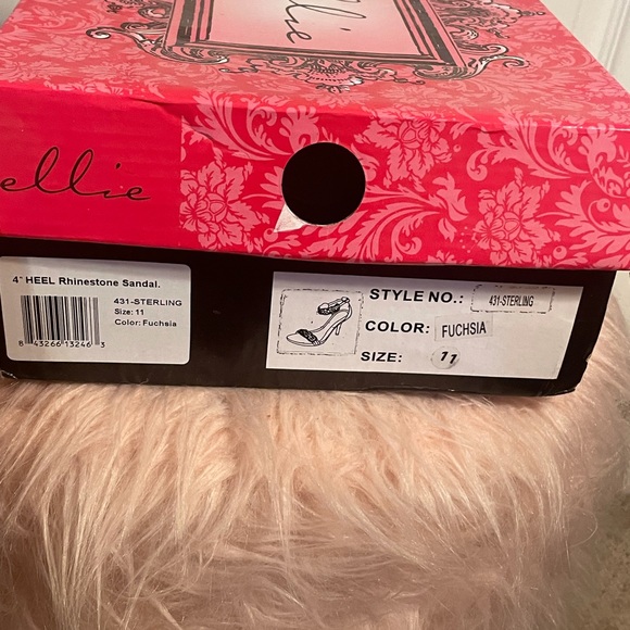 Fuchsia 4” Stiletto heels w/rhinestone ankle strap - Picture 5 of 5